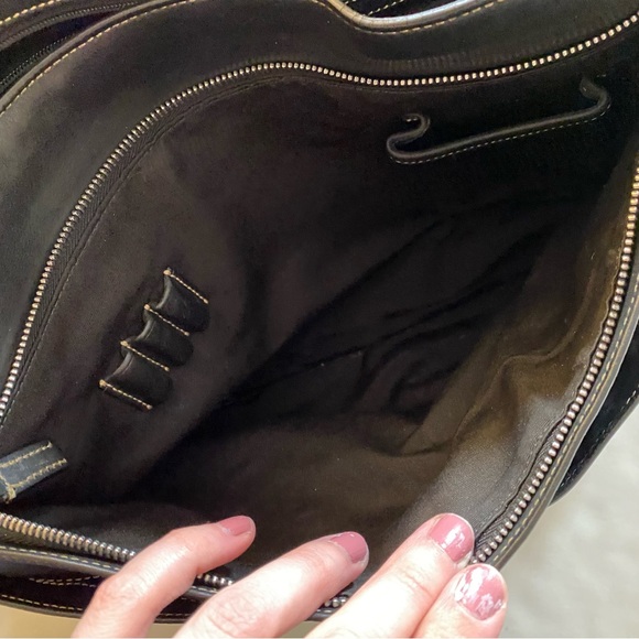 Coach Leather Messenger Bag Briefcase Mens Unisex Large Black Pockets - Picture 8 of 16